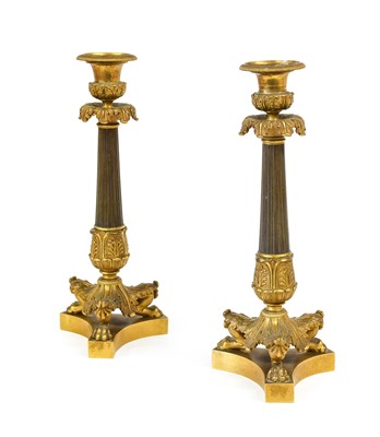 Lot 151 - A Pair of Bronze Candlesticks, in Louis XVI...