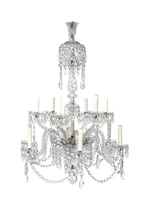 Lot 155 - ~ An Early Victorian Cut-Glass Twelve-Light...