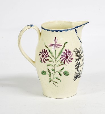 Lot 43 - A Creamware Barrell Shaped Jug, circa 1790,...