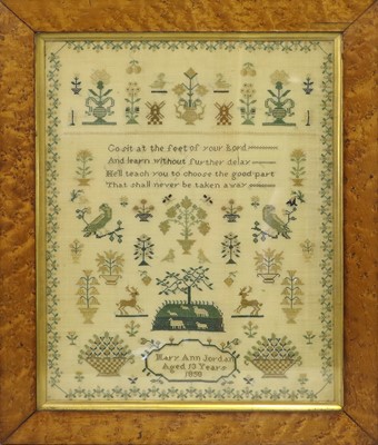 Lot 2056 - A Sampler by Mary Ann Jordan aged 13 Years,...
