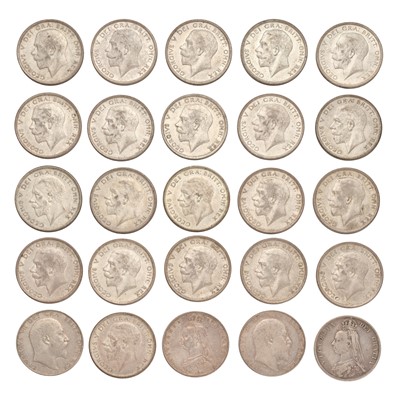 Lot 68 - 25x UK Halfcrowns, comprising; Victoria, 1889,...