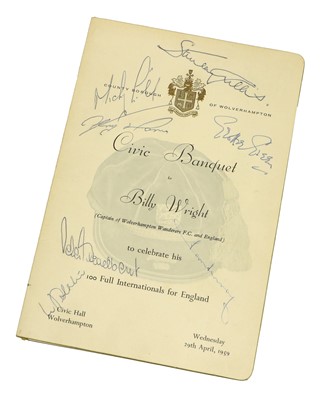Lot 3070 - Billy Wright Civic Banquet 29th April 1959 Menu And Seating Arrangements