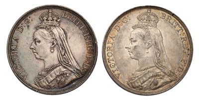 Lot 63 - 2x Victoria 'Jubilee Head' Crowns, 1887 and...