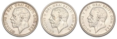 Lot 85 - 3x George V, 'Wreath' Crowns, 1927, 1928 and...