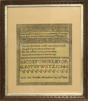 Lot 2055 - *A Needlework Alphabet Sampler by Sarah Ann...