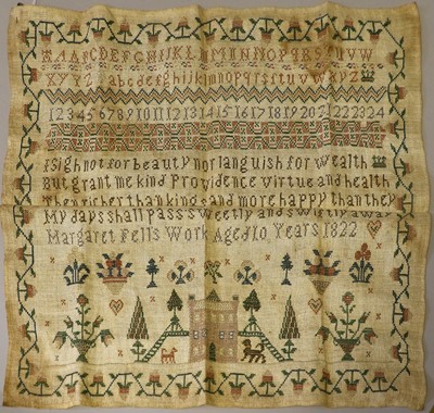Lot 2054 - An Unframed Sampler by Margaret Fells Age 10...