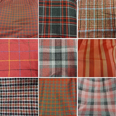Lot 2032 - Assorted Mainly Red Wool Fabric Lengths,...