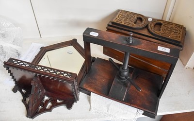 Lot 70 - A 19th Century Mahogany Lace Press. A 19th...