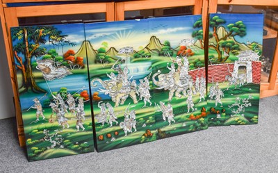 Lot 82 - Four Chinese Mother of Pearl Inlaid Lacquered...