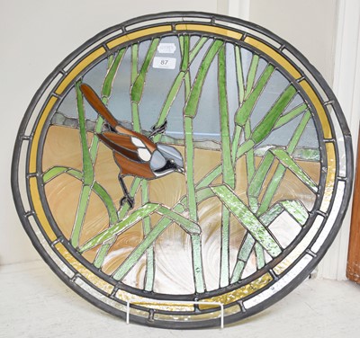 Lot 87 - A Stained Glass Panel, of circular form, 20th...