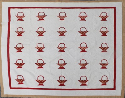 Lot 2052 - 19th Century Basket Designed Patchwork Quilt,...