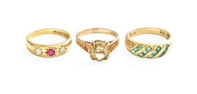 Lot 42 - An 18 Carat Gold Synthetic Ruby and Diamond...