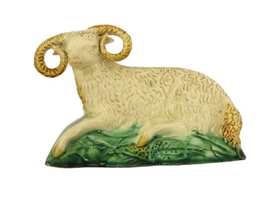 Lot 48 - A Ralph Wood-Type Creamware Figure of a Ram,...