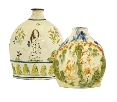 Lot 59 - A Pratt Ware Flask, circa 1800, of flattened...
