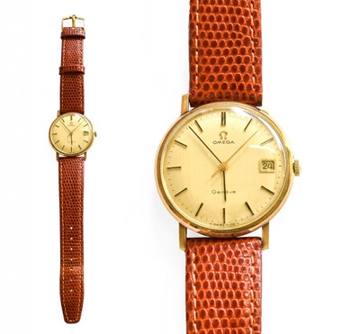 Lot 62 - A 9 Carat Gold Calendar Centre Seconds Omega...