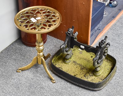 Lot 76 - Brass Trivet, cast iron boot scraper, modern...