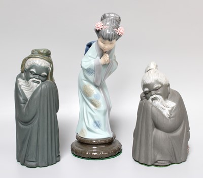 Lot 275 - A Lladro Figure of a Japanese Woman, 26cm high;...