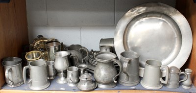 Lot 92 - A Group of 18th Century and Later Pewter,...