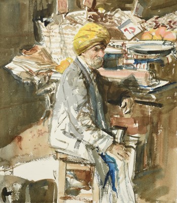 Lot 604 - Tom Coates NEAC (1941-2023) “The Fruit Seller,...