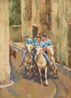 Lot 585 - Pat Maclaurin (1933-2022) “Bull Run in Soubes”...