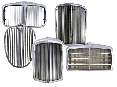 Lot 545 - Five Chromed Metal Car Grilles, to include a...