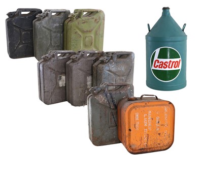 Lot 560 - Seven Vintage British Army-Type Jerry Cans A...