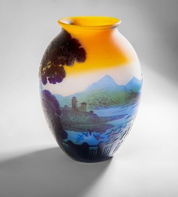 Lot 45 - An Émile Gallé Cameo Le Lac de Come Glass Vase,...