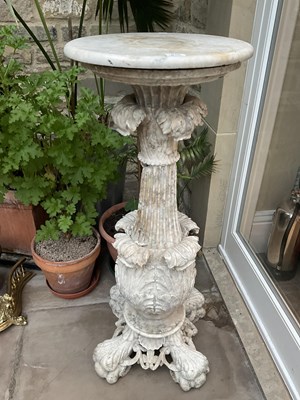 Lot 615 - An Italian Carved Alabaster Torchere, late...