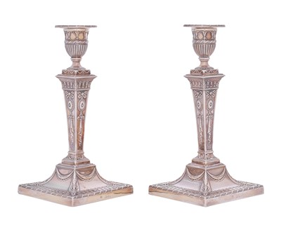 Lot 561 - A Pair of Victorian Silver Candlesticks