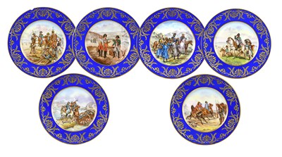 Lot 706 - A Set of Six Sèvres-Style Porcelain Plates,...