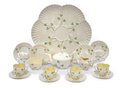 Lot 717 - A Belleek Porcelain Cabaret Tea Set, 19th...