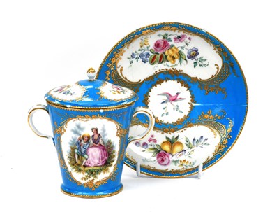 Lot 729 - A Sèvres Porcelain Chocolate Cup, Cover and...