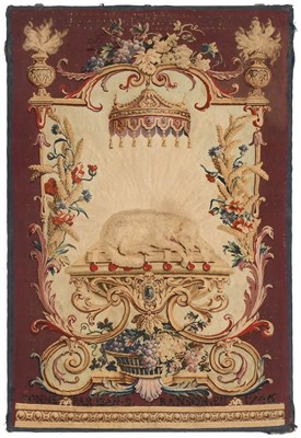 Lot 730 - Aubusson Tapestry Panel, dated 1746 The pale...