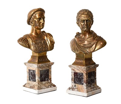 Lot 877 - After the Antique: A Pair of Gilt-Metal Busts...