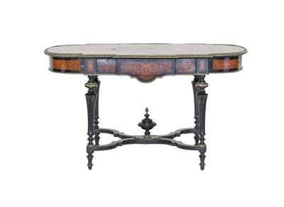 Lot 875 - A Napoleon III Ebonised, Amboyna,...