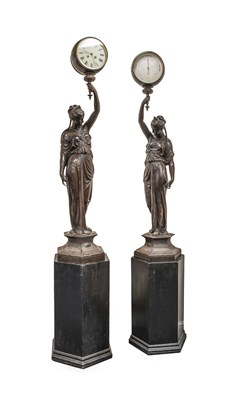 Lot 886 - A Pair of French Bronzed Speltar Figures of...