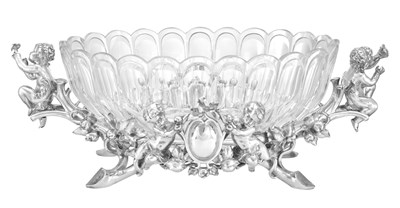 Lot 815 - A French Silver Plate and Cut-Glass Centrepiece Bowl