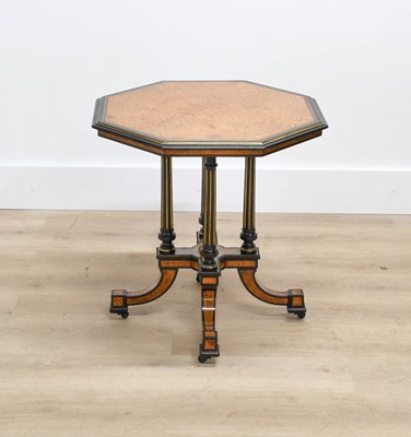 Lot 1116 - A Victorian Amboyna and Ebonised Octagonal...