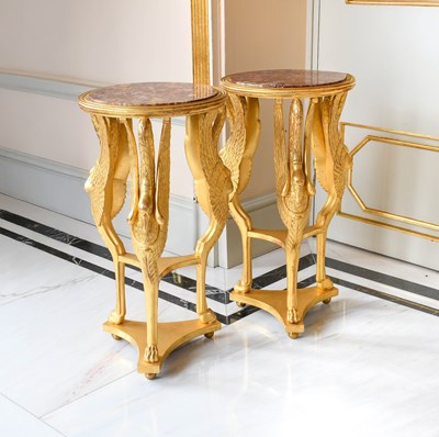 Lot 607 - A Pair of Carved Giltwood Gueridons, in Empire...