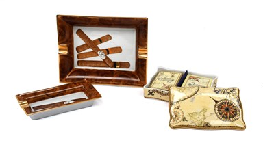 Lot 634 - Two Limoges Porcelain Ashtrays, "Peint à la...