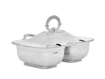 Lot 853 - A George V Silver Double Sauce-Tureen
