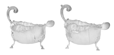 Lot 831 - A Pair of Edward VII Silver Sauceboats
