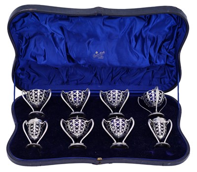 Lot 832 - An Eight-Piece Cased Edward VII Silver Condiment-Set