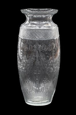Lot 749 - A Cut and Engraved Glass Vase, circa 1910, of...