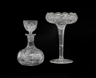 Lot 755 - A Cut and Engraved Glass Small Spirit Decanter...