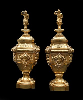 Lot 971 - A Pair of French Gilt-Bronze Urns, in Régence...