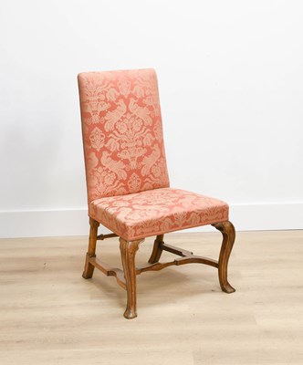 Lot 970 - Three Walnut-Framed Dining Chairs, recovered...