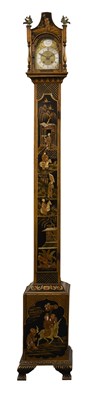 Lot 961 - A Black Japanned Small Longcase Clock, 1st...