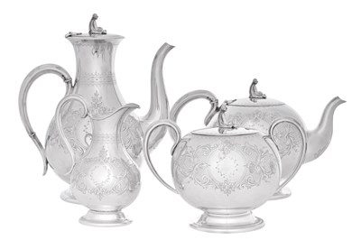Lot 1076 - A Four-Piece Victorian Silver Tea and Coffee-Service