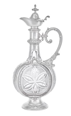 Lot 1083 - A Continental Silver-Mounted Cut-Glass Claret-Jug